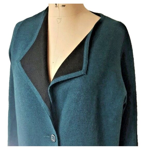 Catherine Malandrino teal boxy sweater cardigan blazer jacket XL - Picture 2 of 12